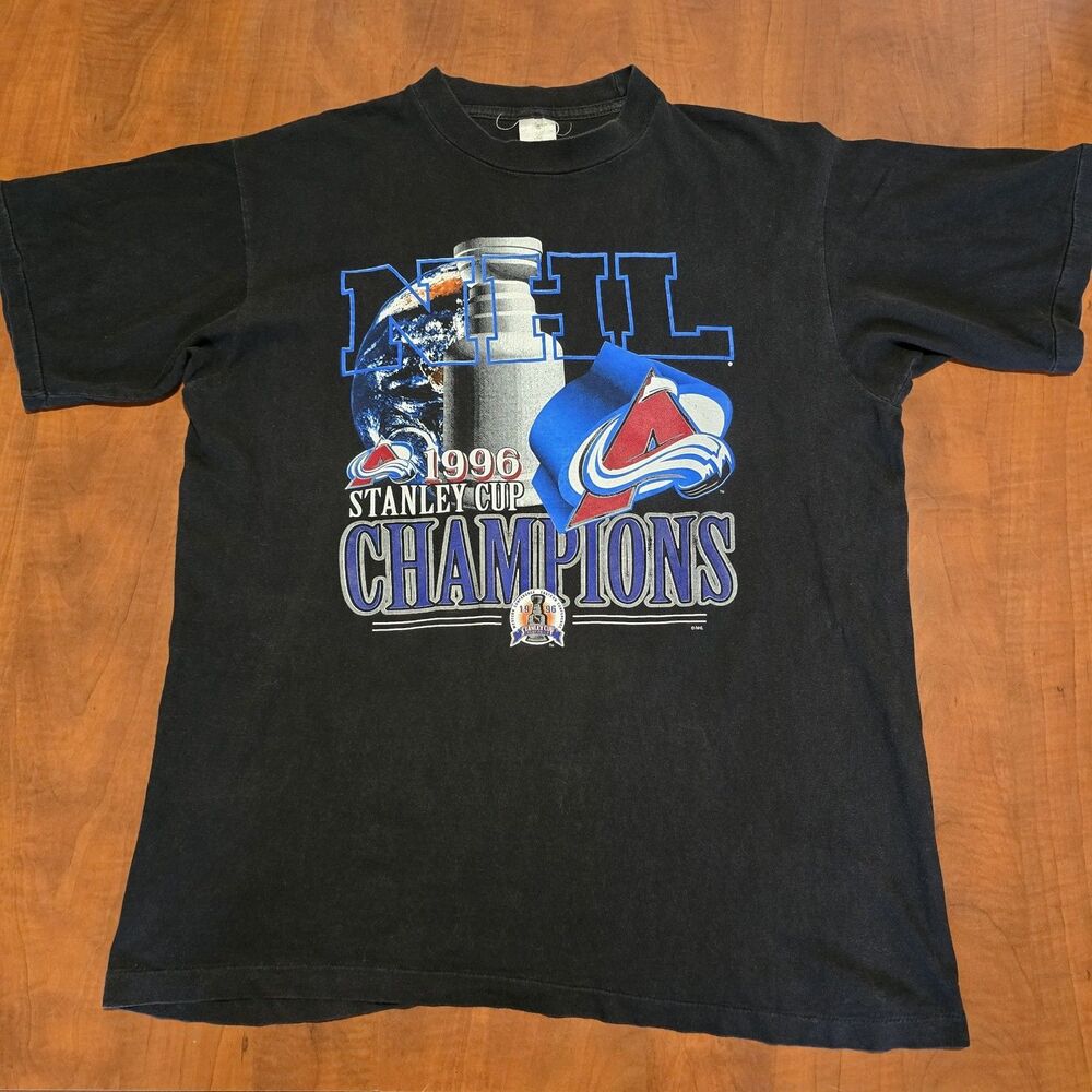 Vintage NHL 1996 Colorado Avalanche Stanley Cup Champions Single Stitch Tee L